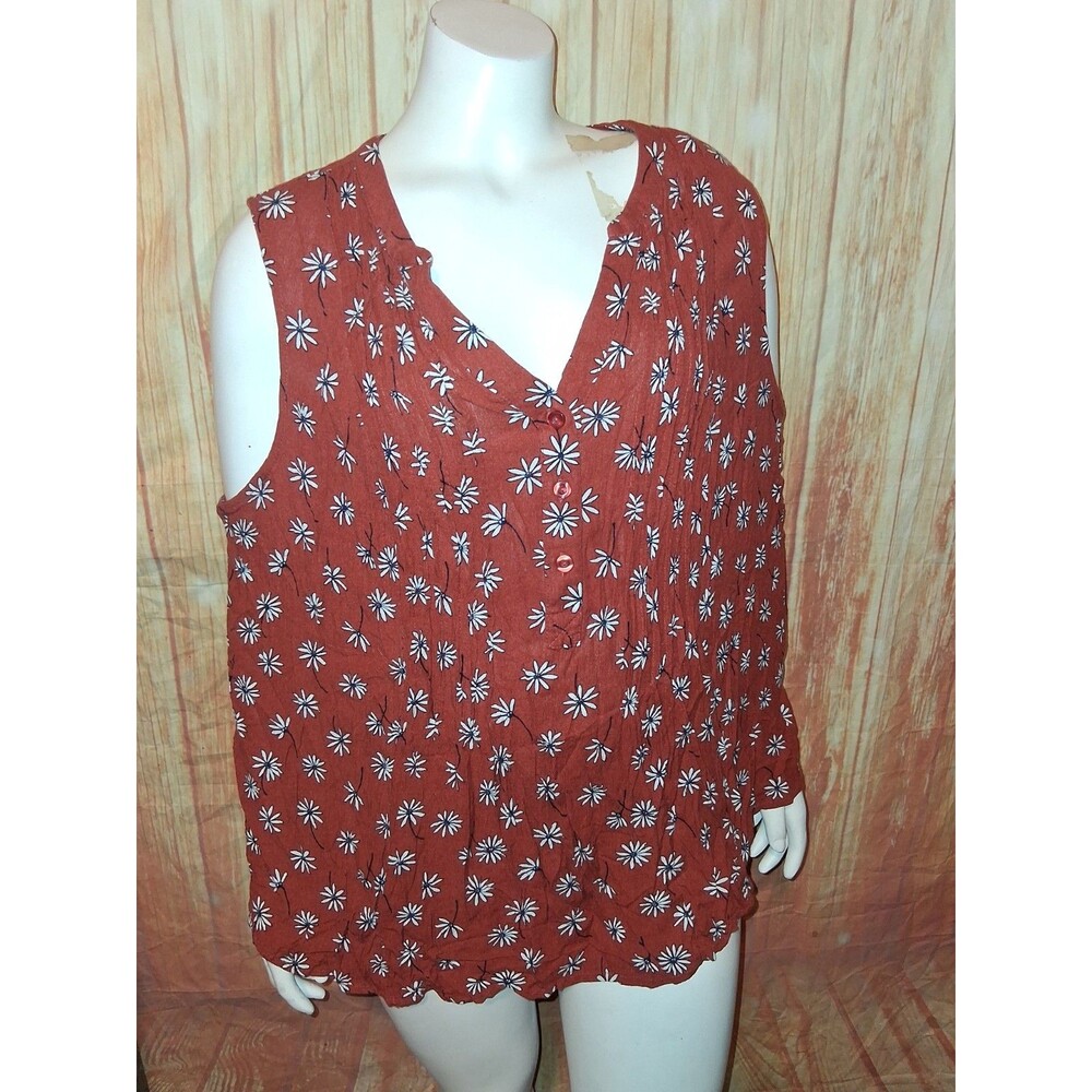Market & Spruce Multicolor Floral Sleeveless Vneck Blouse Sz 2X